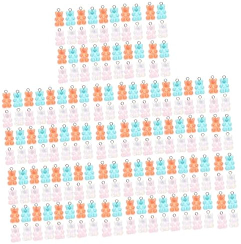 EXCEART 200pcs Elegant Bear Charms for Jewelry Making Resin Dangle Charms Multicolored