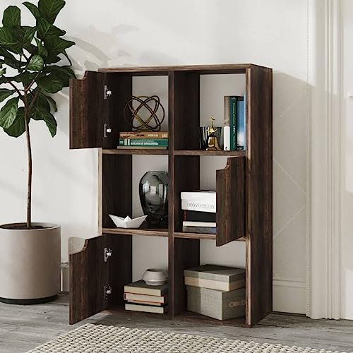 QJBSAVVA Bücherregal, Lagerregal Bücherregal Die Akte Vorratsschrank Geeignet für Badezimmer Schlafzimmer Keller Abstellraum Räuchereiche 60x27,5x88 cm Holzwerkstoff