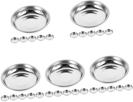 OUNONA 30stücke Edelstahl Dipping Schalen Runde Sauce Teller Für Gewürze Sushi Korrosionsbeständige Hochtemperaturbeständige Mini-Schalen Für Ketchup Essig Mehr