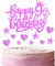 11pcs Happy 9th Birthday Cake Toppers - Hot Pink Glitter Heart Stars Cupcake Toppers for Girls' 9th Birthday Cake Decorations