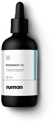 NUMAN Rosemary Hair Oil - 100% Natural Hair Care Serum for Dry Damaged Hair - Contains Argan, Sweet Almond, Flaxseed, Castor Seed, Avocado & Rosemary Leaf Oils