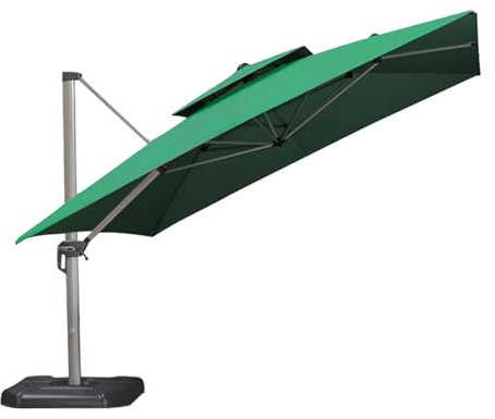 INIFLM 3X3M Covers Cantilever Umbrella Replacement Canopy, Outdoor Market Patio Table Strong Cover, Umbrella Canopy Replacement for Backyard Garden Courtyard(Dark Green)