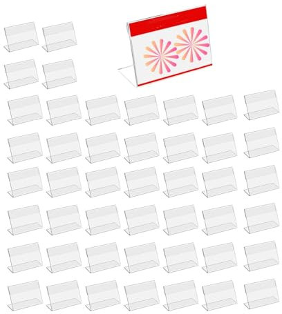 Acrylic Lot de 40 porte-étiquettes transparents,porte-étiquettes de 6 x 4 cm en transparent, porte-étiquettes transparent,Affichage du Signe Porte-cartes pour étiquettes de prix,porte-étiquettes en
