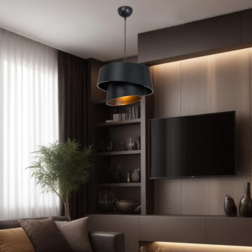 lux.pro Hängeleuchte Wigan Pendelleuchte Lampenschirm aus PVC Hängelampe Ø34 cm Schwarz