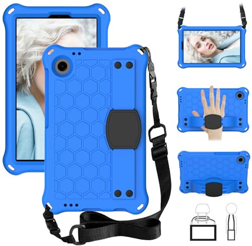 Funda para tablet Alcatel Joy Tab 2 2020 (9032Z) para niños, ligera, EVA+PC, a prueba de golpes, con correa para el hombro, funda protectora resistente para tablet (azul)