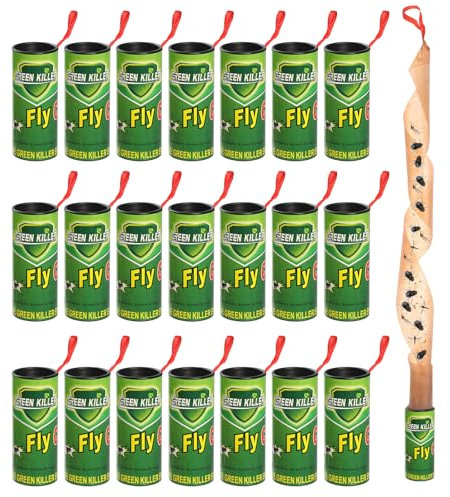 WD&CD 22 Pcs de Papel Fly Catcher, Rollos Atrapa de Moscas de Frutas Pegajosas para Interiores Exteriores, Adhesivo Trampa Moscas Fruta Control de Moscas, Mosquitos y Otros Insectos Voladores, Verde