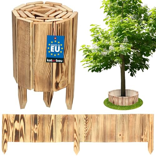 KOTARBAU Mini Clôture Bois de Jardin Couleur Bois carbonisé 20 x 110 cm |Bordure de Pelouse |Clôture Anti-Rongeurs |Palissade en Bois |Clôture Bois Jardin |Barrière Bois Jardin |Barrière Bois Jardin
