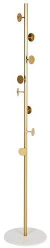 Beliani Porte-Manteau en Métal Base Marbre Porte Veste Accessoire Couloir Entrée Doré Notus