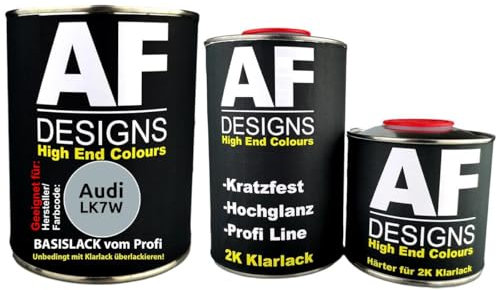 Autolack geeignet für Audi LK7W Silver Essence Metallic 1,25L Klarlack Set Basislack Reparaturlack Spritzfertig