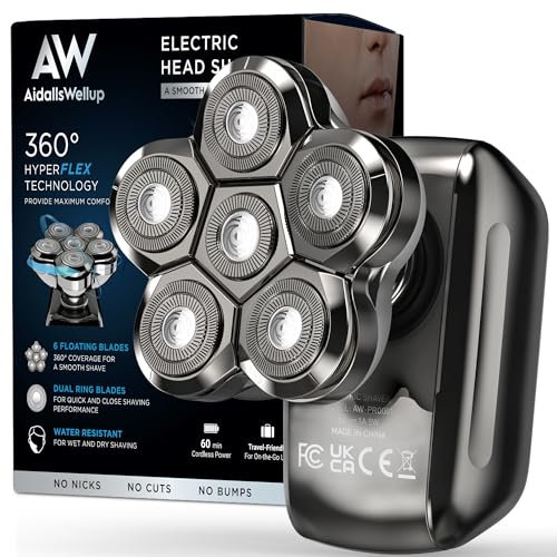 AxiomWarrior Elektrischer Glatzenrasierer für Männer: Glatte, gründliche Rasur, hypoallergene Klingen, 60 Min. Akkulaufzeit, Nass- & Trockenanwendung, ergonomisches Design