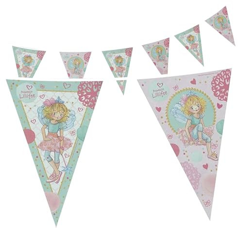 Party Factory `Prinzessin Lillifee´ Wimpelkette Papier mit 10 Wimpeln, Länge ca. 5 Meter, Party Girlande, Geburtstagsdeko, Mottoparty