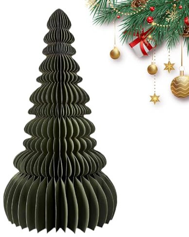 Albero di Natale in carta,Albero di Natale a fisarmonica in carta - Decorazione da tavola per casa di vacanza,Ornamenti per albero di Natale in carta, decorazioni da tavolo rustiche riutilizzabili per