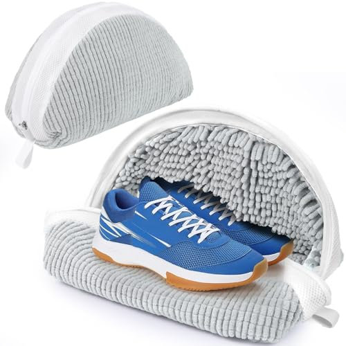 ecooe 2 Pezzi Sacchetti Sacchetto per ScarpeLavatrice con Cerniera e pulizia a 360° Della Lanugine, Riutilizzabile Proteggi sacca per lavare le scarpe in lavatrice con Adatto per Sneaker ecc (Grigio)