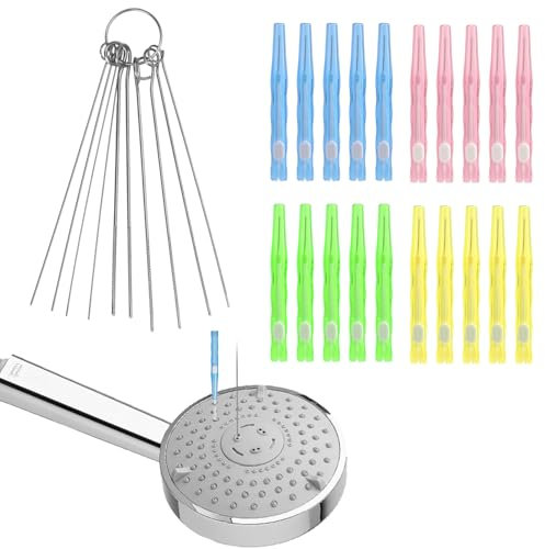 Lot de 20 Brosses de Nettoyage pour Pommeau de Douche avec 10 Pics, Kit d'Outils de Nettoyage pour Pommeau de Douche Multi Tailles pour Déboucher les Petits Espaces des Pores des Buses
