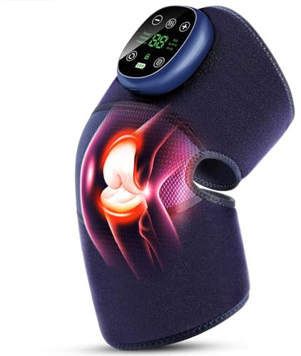 Schnurloses 3-in-1 Knie Massagegerät mit Airbag-Massage, Wärme und Vibration, 3 Massagemodi&3 Massagestärken&NTC-Temperaturregelung mit 5 Geschwindigkeiten, geeignet für Arthritis, Knieschmerzen