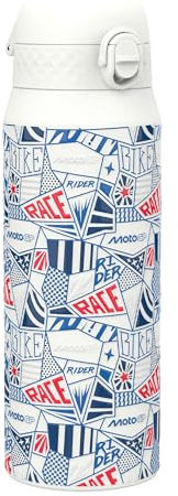 MotoGP Racing x ION8 Bouteille Thermique de Sport avec Paille Amovible, 750ml/24oz, Bouteille Isotherme Anti-fuite, Design Street