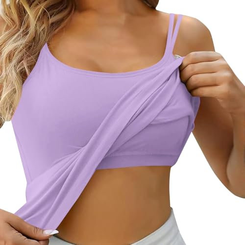 Canottiera da donna Locker senza cuciture bralette camisole da donna con imbottitura integrata, design senza schiena in tessuto e biancheria intima, bikini da donna, Lilla, S
