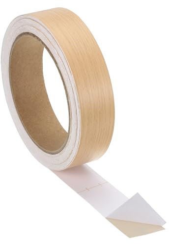 sourcing map Wood Grain Wallpaper Border Tape, 1 Inch x 33 Feet Removable Peel and Stick Mirror Frame Stickers Self Adhesive Wood Grain Repair Tape for Furniture Kitchen Bathroom, Cream