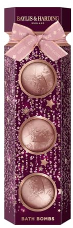 Baylis & Harding Signature Luxury Bath Bomb Trio Gift Set 1 Pack | Wild Cherry & Vanilla, Vegan Friendly
