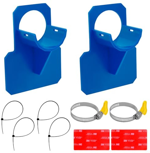 INHEMING 2 Stück Pool Schlauchhalter, Pool Rohrhalterung, 30-37mm Schwimmbad Rohrhalterung,pool schlauch halterung, Pool Schlauchhalterung mit Kabelbinder (Blau)