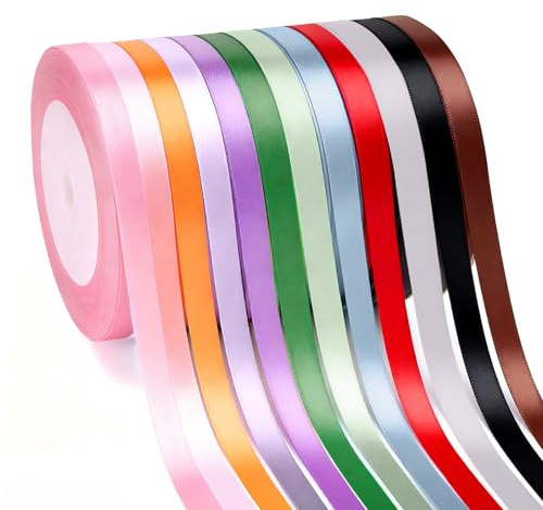 G2PLUS 12 Farben 6mm Satinband Dünn: Dekoration Geschenkband, 22m Schleifenband zum Bastel, Dekoband für Geschenkverpackung, Dekoration