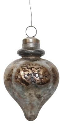 Antikas - Premium Weihnachtskugeln Glas, Tropfen Kupfer patiniert - handgemacht, H.12cm, 6er Set