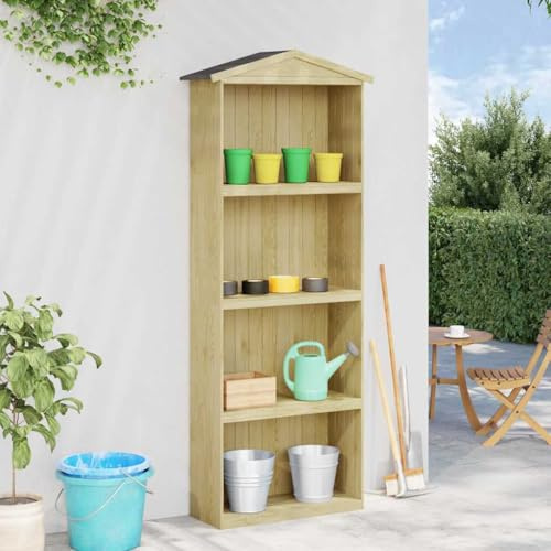 Mokuyary Geräteschuppen 87x33x222 cm Kiefernholz Imprägniert Gartenhaus, Geräteschuppen Gerätehaus Schuppen für den Außenbereich Garten
