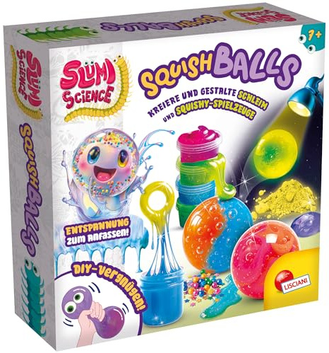 Lisciani - Slum Science - Experimentierkasten Kinder ab 7 Jahren - Schleim Set und Squishy Bälle selber Machen - Squish Balls DIY Bastelset mit Formen und Dekoration