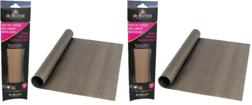De Buyer - Tissu de cuisson rectangulaire antiadhésif réutilisable - 30 x 40 cm -, Marron (Lot de 2)