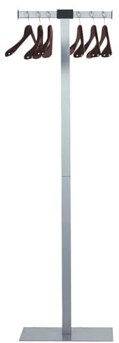 Unilux Spirit Portemanteau sur pied Portant vêtements avec Socle en acier - inclus 6 Cintres en Bois Massif Acajou 175 x 50 cm Gris métal