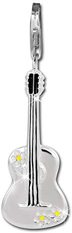 SilberDream Charm 925 Echt Silber Armband Anhänger weiß Gitarre FC3001 Silber Charmsschmuckanhänger