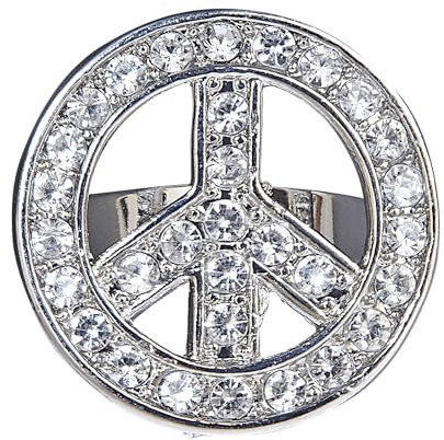 W WIDMANN MILANO Party Fashion 7538H - Strassring Peace and Love, Schmuck, Hippie, Karneval, Mottoparty