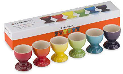 Le Creuset Stoneware Rainbow Egg Cups, Set of 6, Cherry, Volcanic, Soleil, Palm, Teal and Ultra Violet, 91041600470010