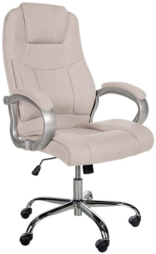CLP Bürostuhl ergonomisch Apoll XL, höhenverstellbar drehbar, mit Armlehnen und Wippmechanismus, Stoffbezug schwarz, Schreibtischstuhl für Büro | Farbe Creme