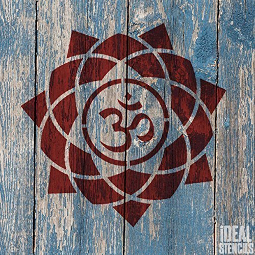 Ideal Stencils Om Mandala Symbol Schablone | Wiederverwendbar Startseite-Wand-Dekor, Kunst & Handwerk Schablone | Wandfarbe Stoffe & Möbel - semi transparent Schablone, XXL/ 77X77CM