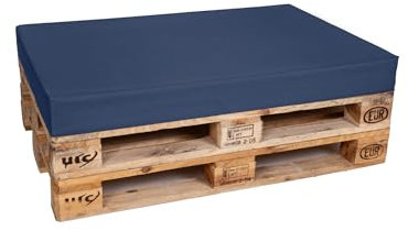TexDeko® Palettenkissen 120 x 80 x 12cm Wasser-& schmutzabweisend Abnehmbarer Bezug mit Reißverschluss waschbar gepolstertes Sitzkissen für Europalette Palettenpolster (Blau)