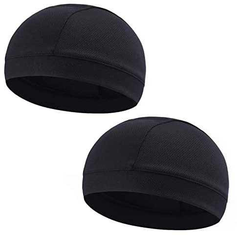 Koolip Feuchtigkeitsableitende Totenkopfkappe/Helmauskleidung/Laufmütze, für Herren – Motorrad, Radfahren, atmungsaktiv, Kuppelkappe, Schweißband - Schwarz - Einheitsgröße