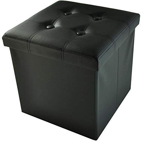 Casatessile Ecopelle Pouf Einfarbigbehälter Big 50x50x50 cm. Puf Reposapiés Container Grande XXL - Nero