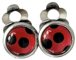 Mini Ohrclips ladybug Marienkäfer Cabochon 8mm Clips Ohrringe Handmade Punkte O006