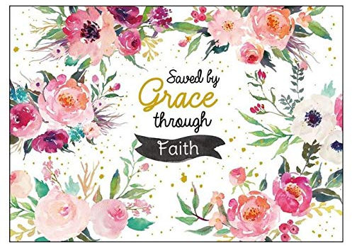 Saved by Grace through Faith Eph 2,8 im Vintage Blumen Muster mit goldenen Details (Vintage Postkarte)