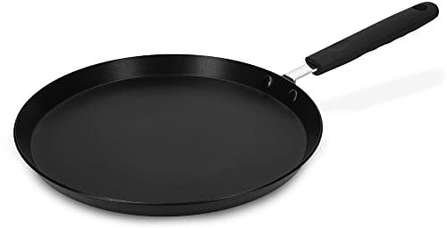 Navaris Non Stick Pancake Pan 26cm - Induction-Safe Aluminium Crepe Pan Round Griddle with Handle - Large Frying Skillet for Crepes, Fried Eggs, Dosa
