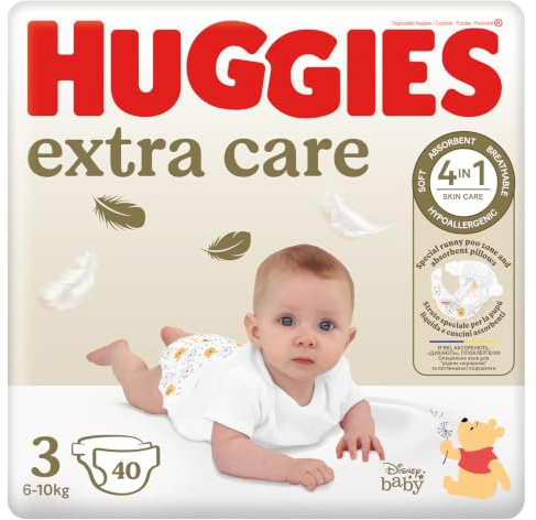 Huggies Extra Care Windeln, Größe 3 (4-9 kg), Packung mit 40 Windeln