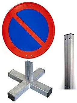 Ferretelix Segnale Lamiera piatta R-308 Vietato parcheggiare con palo 1,5 mt e traversa (non include viti o raccordi) G
