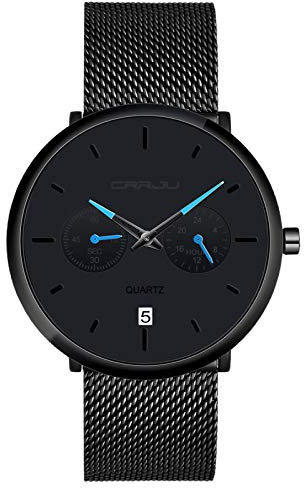 SUPBRO Herren Uhr Männer Edelstahl Wasserdicht Armbanduhr Analog Zifferblatt Business Uhr Datum Ultra Dünne mit Mesh-Armband