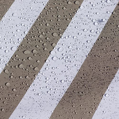 Wasserdichtes Polyestergewebe, gestreift, reißfest für Vordächer, Zelte, Outdoor- und Gartenbekleidung, Meterware (Weiß Khaki Streifen)