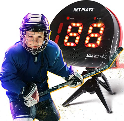 NetPlayz Hockey Radar Gifts Trainingshilfen – Geschwindigkeitssensor, freihändige Radarpistolen | Eishockey Feldhockey Street Roller Hockey, High-Tech-Gadget & Ausrüstung, Schwarz (NIS022132030)