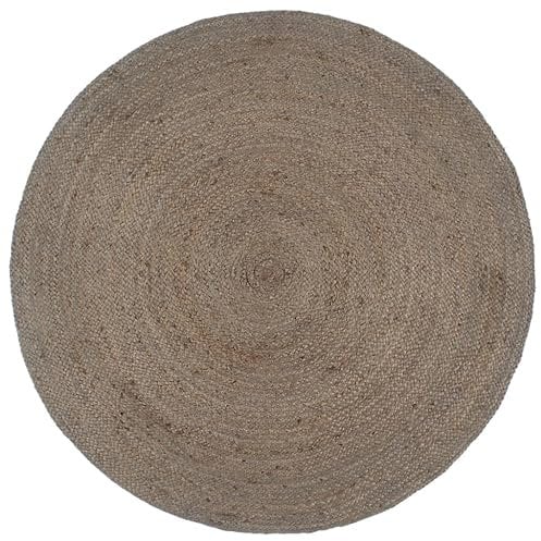 vidaXL Teppich Handgefertigt Jute Wohnzimmerteppich Juteteppich Handwebteppich Bodenmatte Schlafzimmer Wohnzimmer Flur Rund 240cm Grau