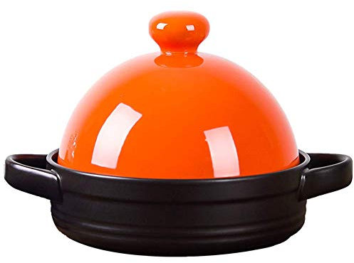 Casserole Dishes with Lids Ceramic Tagine Pot, Ceramic Pots for Cooking and Stew Casserole Slow Cooker (Orange)