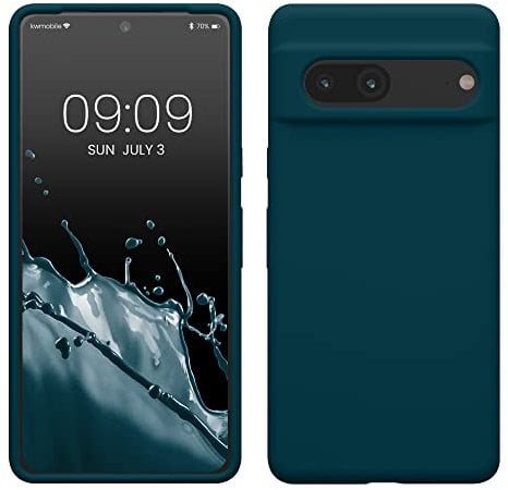 kwmobile Cover per Google Pixel 7 Custodia - Back Case per Smartphone in Silicone TPU - Protezione Gommata - petrolio matt