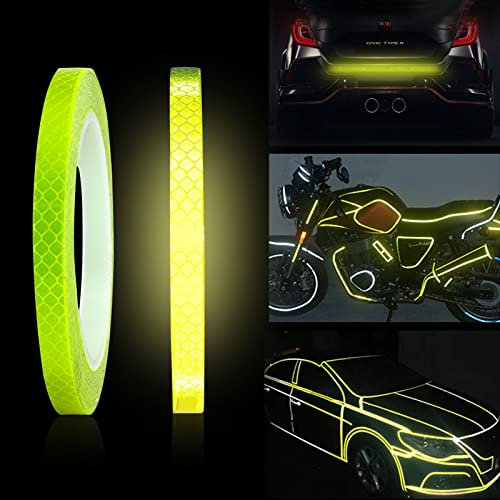 ZZLBZN Reflective Tape, Reflective Stickers Reflective Waterproof Tape Security Marking, Self Adhesive Reflective Safety Warning Tape for Vehicles Outdoor Clothing Bikes Helmets Yellow 8M